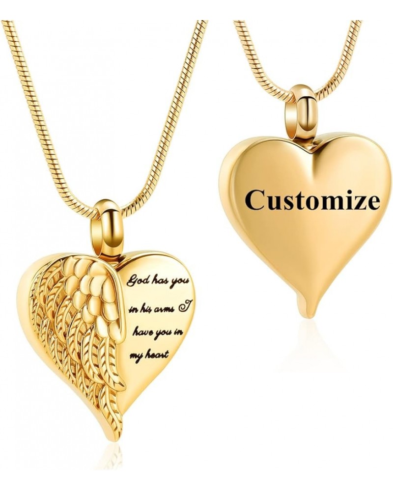 Cremation Jewelry Heart Urn Necklace for Ashes for Women Men Angel Wing Memorial Keepsake Human Ashes Pendant Customize $13.0...