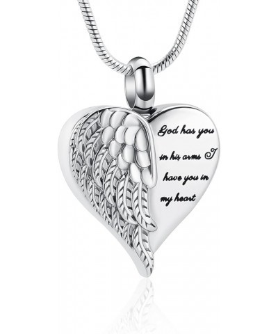 Cremation Jewelry Heart Urn Necklace for Ashes for Women Men Angel Wing Memorial Keepsake Human Ashes Pendant Customize $13.0...