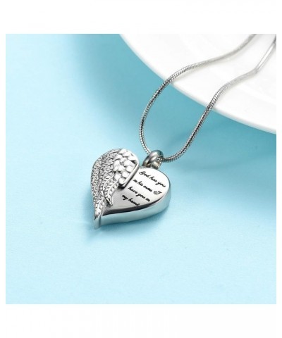 Cremation Jewelry Heart Urn Necklace for Ashes for Women Men Angel Wing Memorial Keepsake Human Ashes Pendant Customize $13.0...