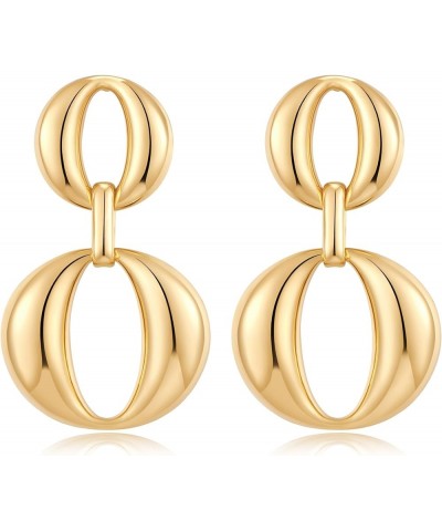 Gold Hoop Dangle Earrings Double Hoop Drop Earrings for Women Jewelry polished $10.06 Earrings