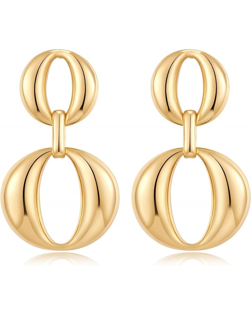 Gold Hoop Dangle Earrings Double Hoop Drop Earrings for Women Jewelry polished $10.06 Earrings