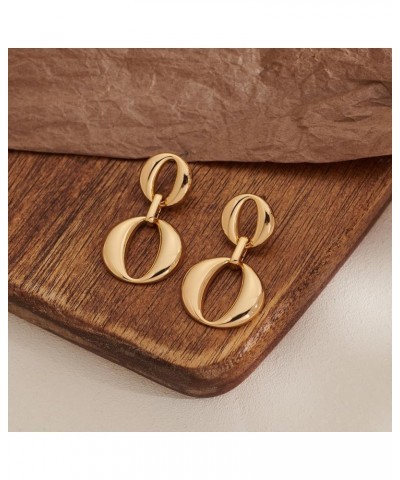 Gold Hoop Dangle Earrings Double Hoop Drop Earrings for Women Jewelry polished $10.06 Earrings