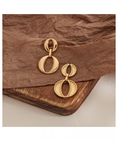 Gold Hoop Dangle Earrings Double Hoop Drop Earrings for Women Jewelry polished $10.06 Earrings