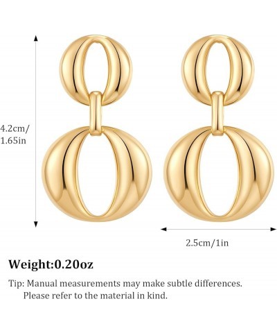 Gold Hoop Dangle Earrings Double Hoop Drop Earrings for Women Jewelry polished $10.06 Earrings