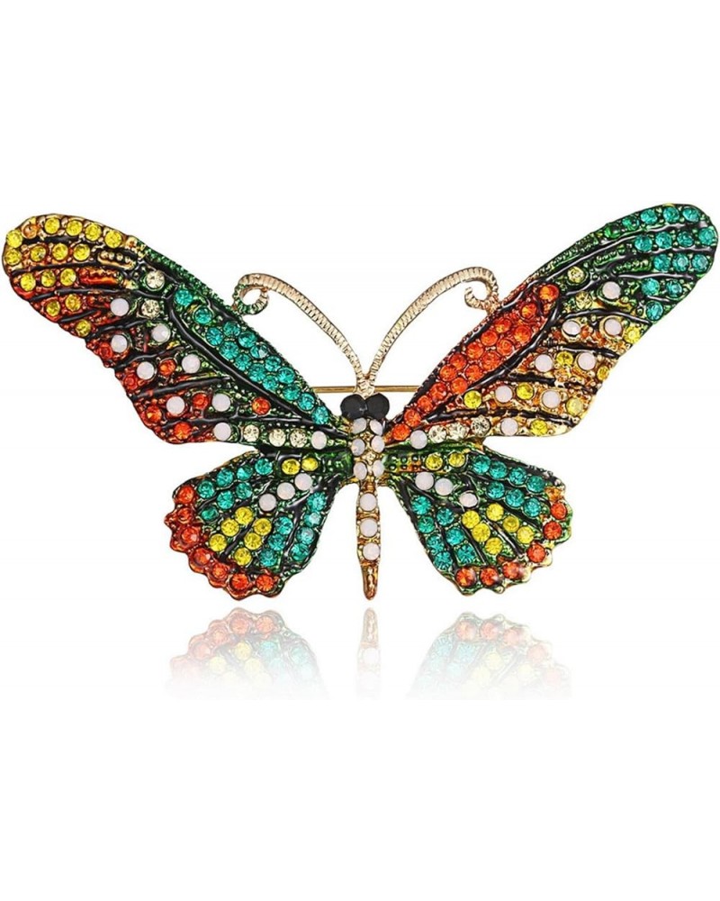 Guoshang Women Large Colorful Butterfly Shaped Brooch Pin Rhinestone Crystal Butterfly Lapel Pin for Coats Jackets Sweaters A...