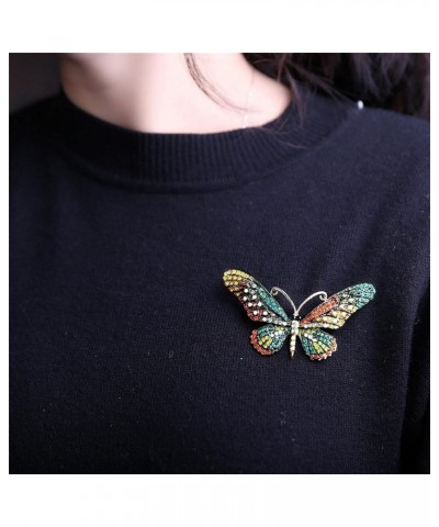 Guoshang Women Large Colorful Butterfly Shaped Brooch Pin Rhinestone Crystal Butterfly Lapel Pin for Coats Jackets Sweaters A...