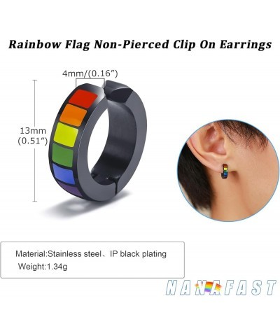 Stainless Steel Rainbow Huggie Hoop Earrings LGBT Pride Earrings for Women Men Lesbian Bisexual Transgender Nonbinary Asexual...