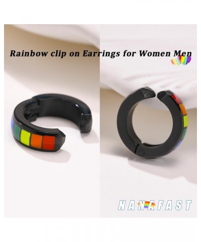 Stainless Steel Rainbow Huggie Hoop Earrings LGBT Pride Earrings for Women Men Lesbian Bisexual Transgender Nonbinary Asexual...