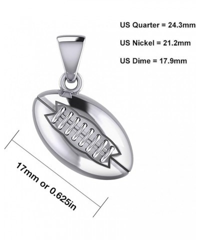 Ladies 925 Sterling Silver 17mm 3D Small Football Ball Sports Charm Pendant Necklace, 18in to 24in 20in, 2.6mm Figaro Chain $...