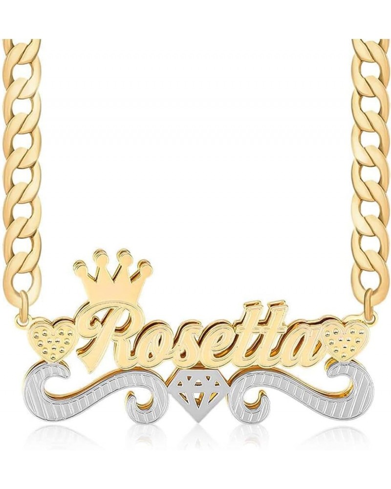 Double Plated Name Necklace Two Tone Custom Name Necklace Personalized 18K Gold Plated Nameplate Necklace Jewelry Gift for Wo...