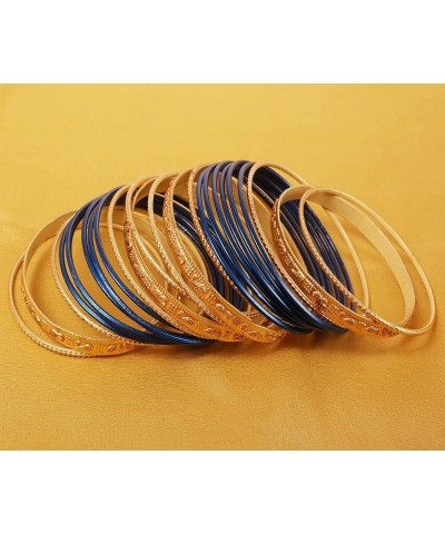 Colorful 2 Dozen Bangle Collection Indian Bollywood Alloy Designer Jewelry Special Large Size Bangle Bracelets Set of 24 In G...