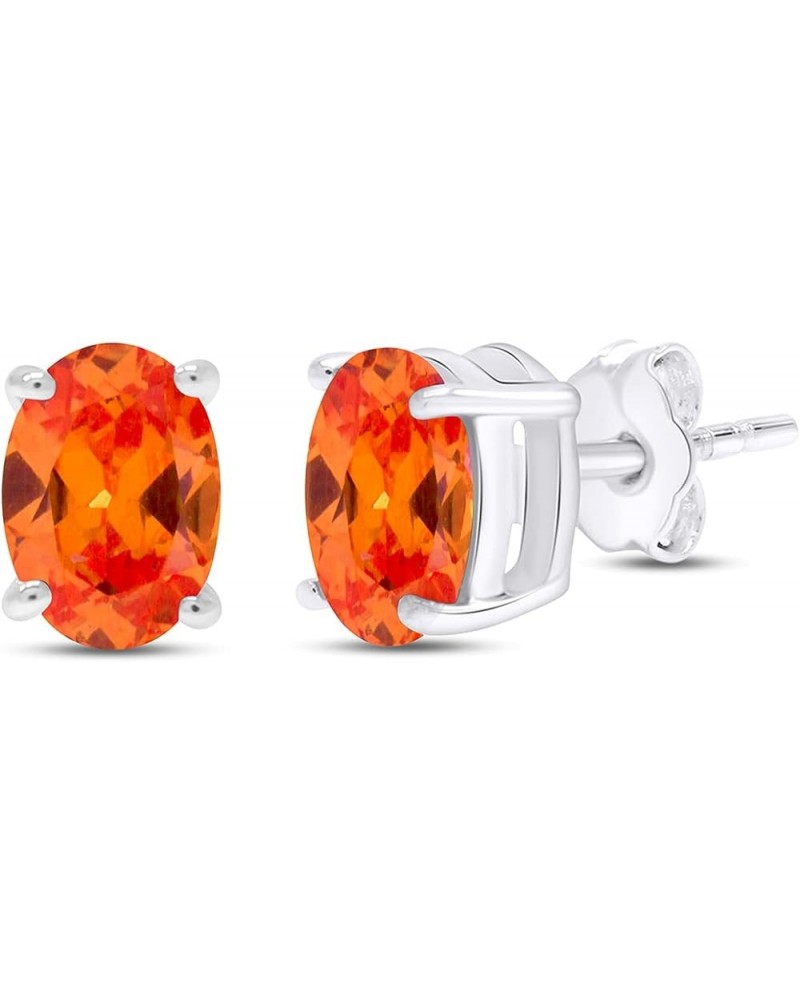 Oval Shape Stud Earrings In 14K White Gold Over Sterling Silver Simulated citrine $26.00 Earrings