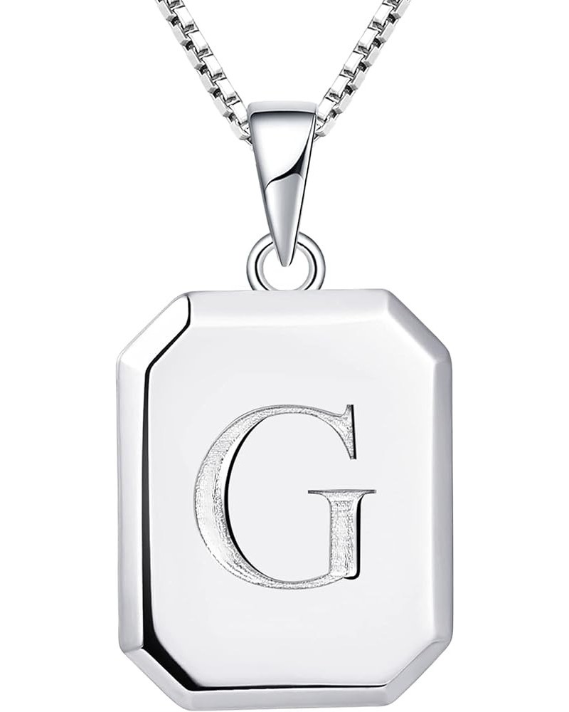 Initial Necklace 925 Sterling Silver Square Letter Pendant 26 Alphabet Necklace for Women Letter G $35.09 Necklaces