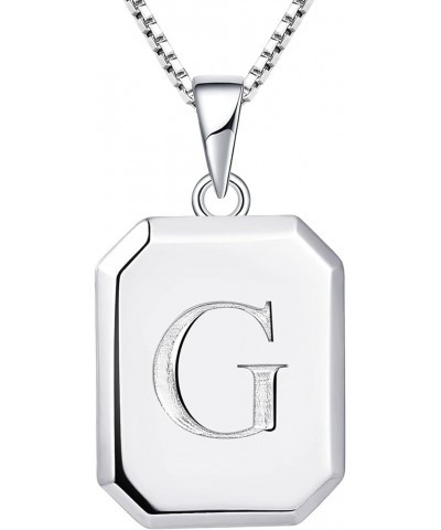 Initial Necklace 925 Sterling Silver Square Letter Pendant 26 Alphabet Necklace for Women Letter G $35.09 Necklaces