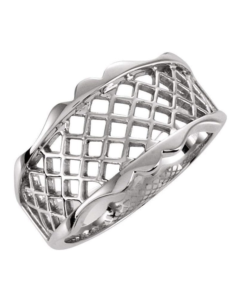 Lattice Design Ring Band (Width - 11mm) Platinum $205.54 Rings