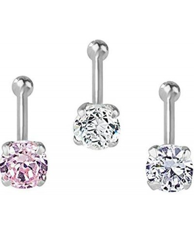 2 pcs Nose Piercing Studs 925 Sterling Silver 3mm CZ Nose Piercing Jewelry Clear, Pink & Silver (2 pcs Silver) pink and silve...