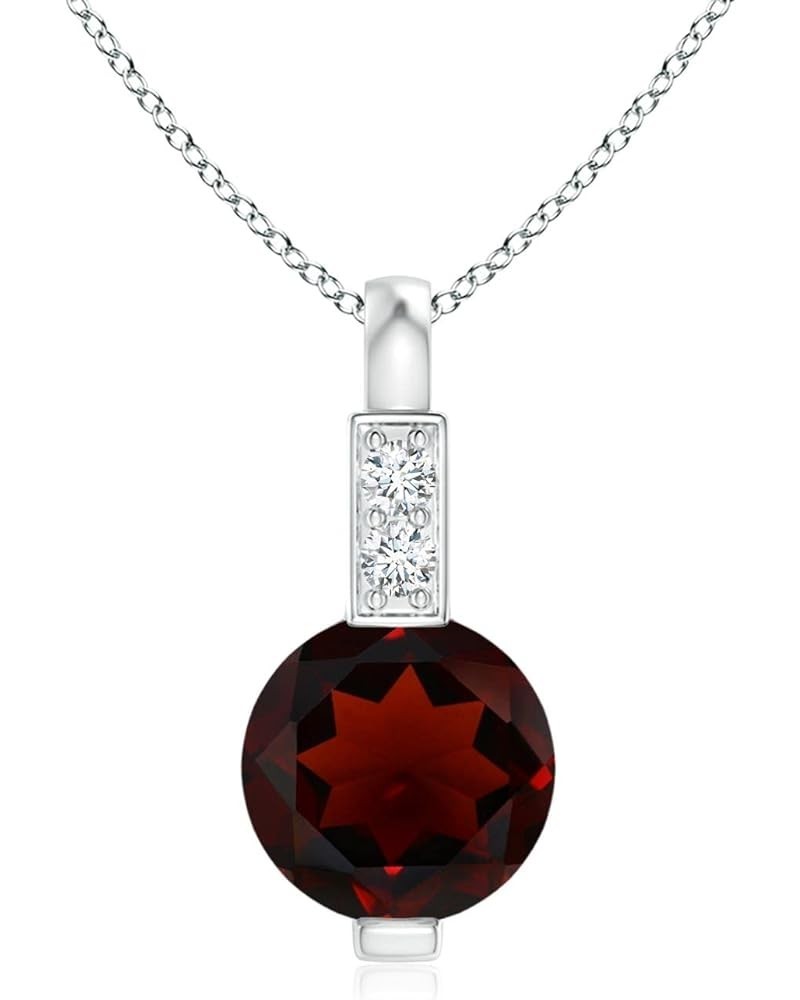 Natural Garnet Solitaire Pendant Necklace for Women, Girls in 14K Solid Gold/Platinum/Sterling Silver | January Birthstone | ...