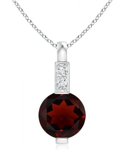 Natural Garnet Solitaire Pendant Necklace for Women, Girls in 14K Solid Gold/Platinum/Sterling Silver | January Birthstone | ...