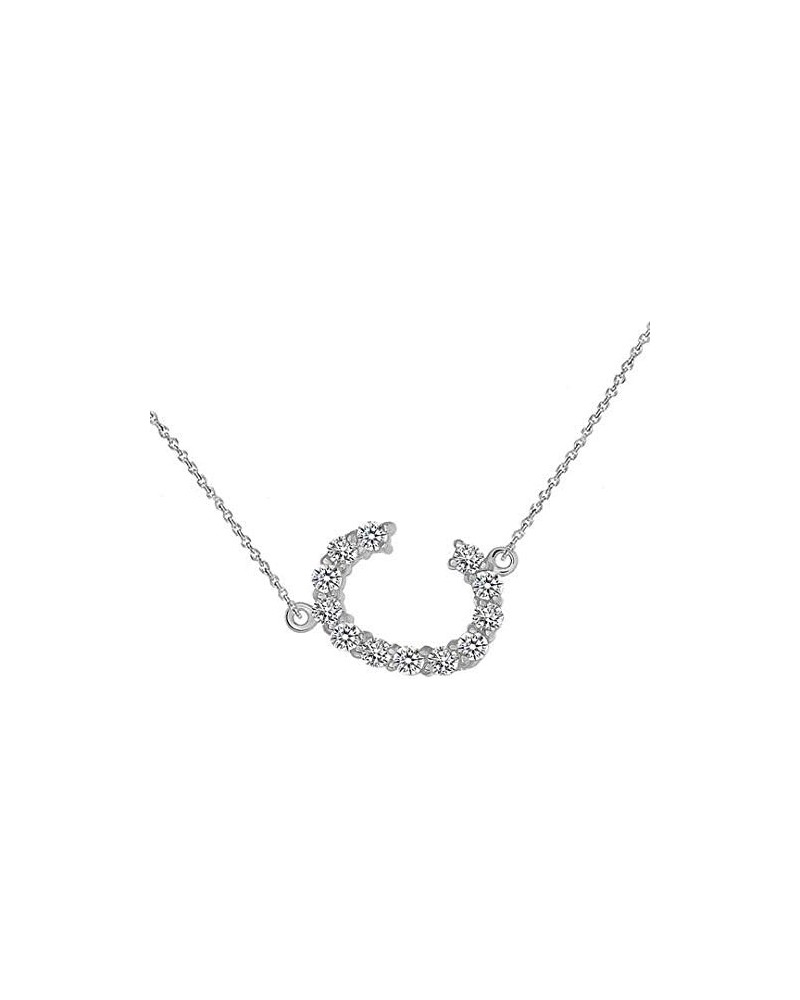 Solid 14k White Gold CZ Personalized Alphabet A-Z Initial Sideways Letter Necklace 22.0 Inches C $63.55 Necklaces