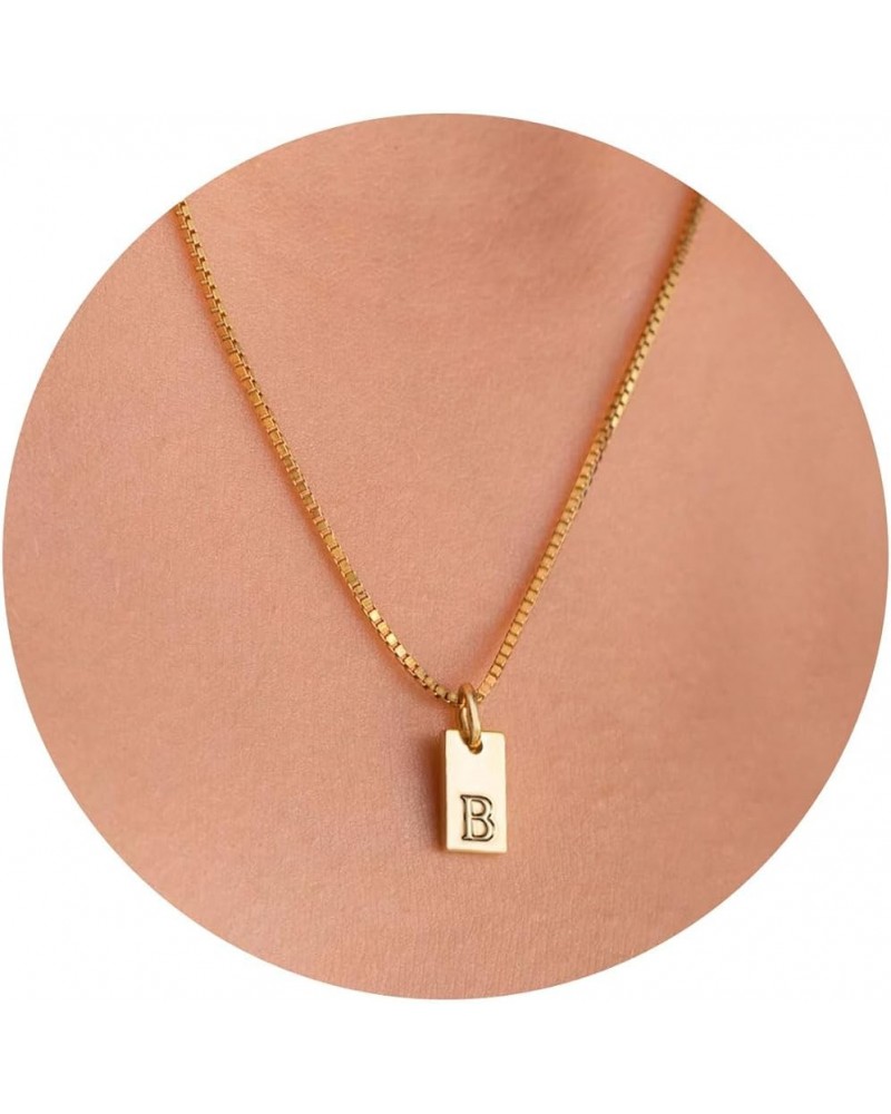 Gold Initial Necklaces for Women Girls - Stainless Steel Tag Initial Necklaces for Women Girls Dainty Gold Necklace Name Neck...