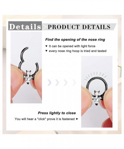 16G Septum Clicker Nose Rings Hoops Helix Rook Conch Cartilage Daith Tragus Earrings Lobe Nose Piercing Jewelry for Women Men...