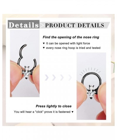 16G Septum Clicker Nose Rings Hoops Helix Rook Conch Cartilage Daith Tragus Earrings Lobe Nose Piercing Jewelry for Women Men...