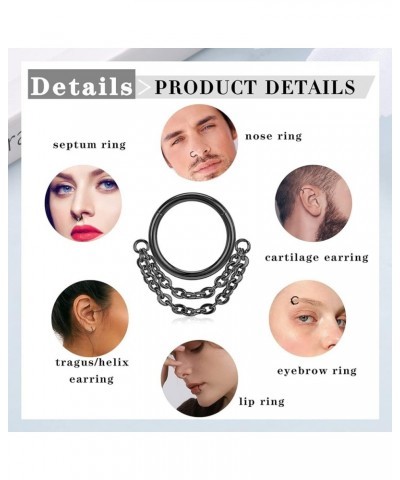 16G Septum Clicker Nose Rings Hoops Helix Rook Conch Cartilage Daith Tragus Earrings Lobe Nose Piercing Jewelry for Women Men...