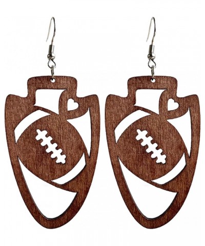 Wooden Sports Geometry Game Ball Earrings Round Heart-Shaped Football Basketball Baseball Volleyball Leopard Print Drop Dangl...