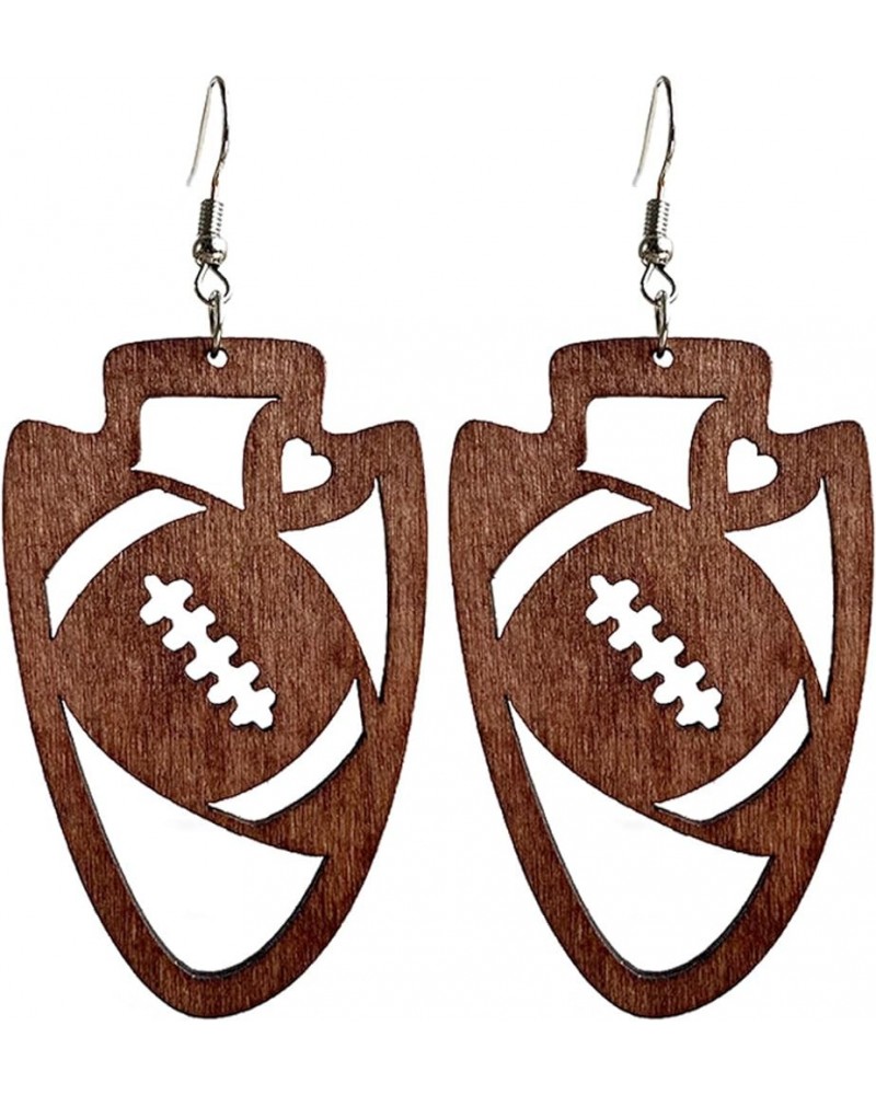 Wooden Sports Geometry Game Ball Earrings Round Heart-Shaped Football Basketball Baseball Volleyball Leopard Print Drop Dangl...