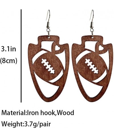 Wooden Sports Geometry Game Ball Earrings Round Heart-Shaped Football Basketball Baseball Volleyball Leopard Print Drop Dangl...