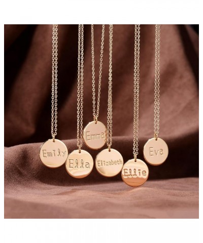 Personalized Name Disc Pendant Necklace 18K Gold Plated Custom Script Minimalist Name Necklace Signature Disk Necklace For Wo...