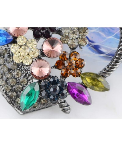 Silvery Tone Shine Colorful Rhinestones Spring Floral Basket Brooch Pin Color_3 $12.38 Brooches & Pins