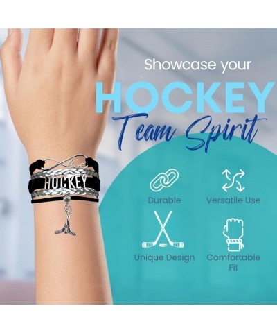 Hockey Charm Bracelet, Ice Hockey Jewelry- Infinity Love Hockey Bracelet- Gift for Her Black/Silver Sticks $8.79 Bracelets