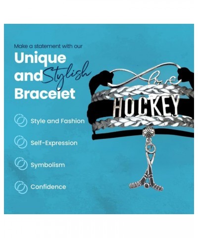 Hockey Charm Bracelet, Ice Hockey Jewelry- Infinity Love Hockey Bracelet- Gift for Her Black/Silver Sticks $8.79 Bracelets