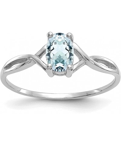 14k White Gold Aquamarine Birthstone Ring March Fine Jewelry For Women Gifts For Her $83.93 Rings