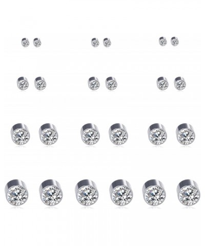 12 Pairs Clear Crystal Magnetic Earrings Set Clip on Non Piercing Fake Stud Earrings For Unisex $8.39 Earrings