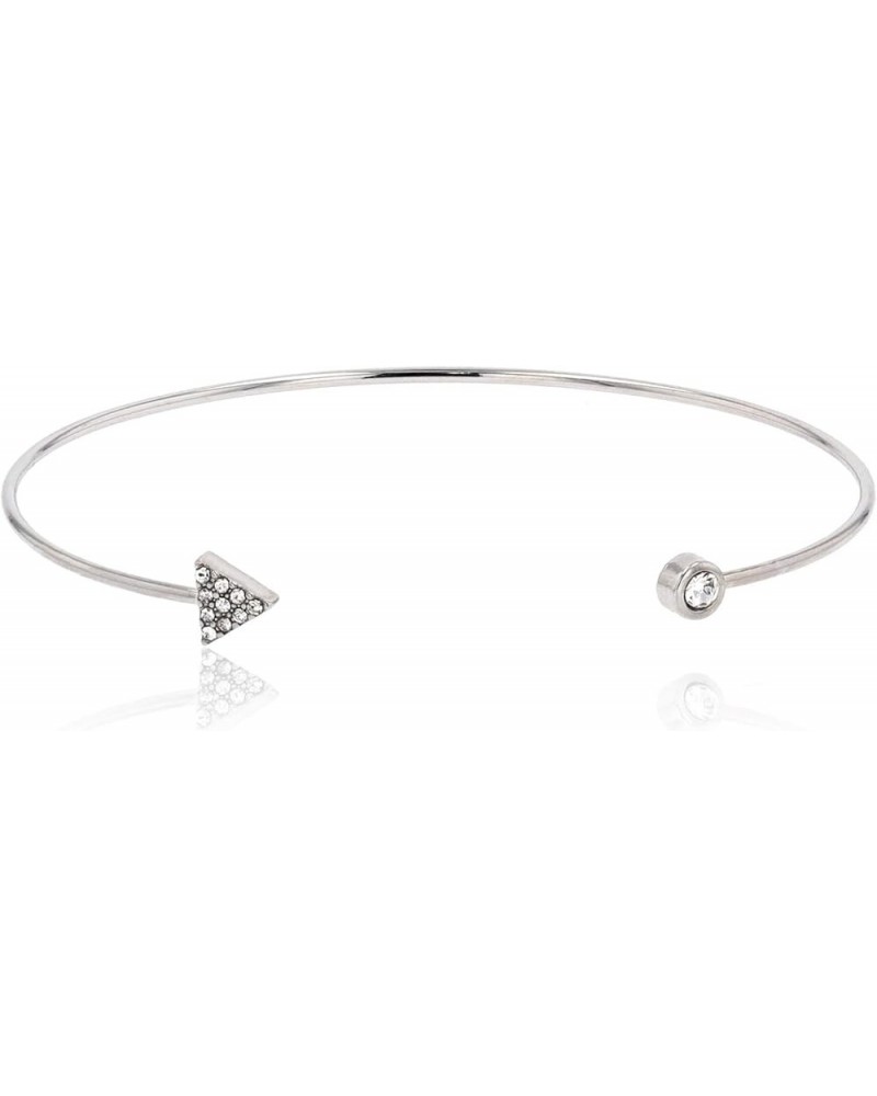 Gold Rhodium Plated Crystal Cubic Zirconia Thin Cuff Bangle Bracelet for Women Teens Rhodium/CZ Triangle $7.50 Bracelets