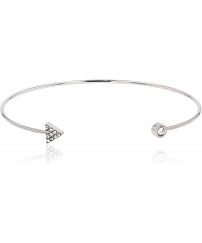 Gold Rhodium Plated Crystal Cubic Zirconia Thin Cuff Bangle Bracelet for Women Teens Rhodium/CZ Triangle $7.50 Bracelets