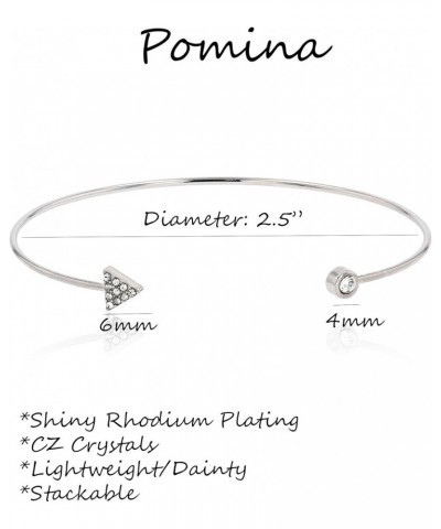 Gold Rhodium Plated Crystal Cubic Zirconia Thin Cuff Bangle Bracelet for Women Teens Rhodium/CZ Triangle $7.50 Bracelets