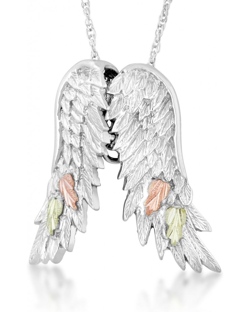 Angel Wings Pendant Necklace, Sterling Silver, 12k Pink and Green Black Hills Gold 18 Inches $57.71 Necklaces