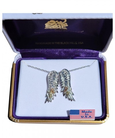 Angel Wings Pendant Necklace, Sterling Silver, 12k Pink and Green Black Hills Gold 18 Inches $57.71 Necklaces