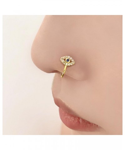 Evil Eye Fake Nose Ring Gold CZ Diamond Septum Nose Ring Cute Faux Nose Cuff Hypoallergenic Surgical Steel Nose Ring Stud Dev...