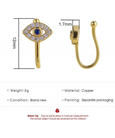 Evil Eye Fake Nose Ring Gold CZ Diamond Septum Nose Ring Cute Faux Nose Cuff Hypoallergenic Surgical Steel Nose Ring Stud Dev...