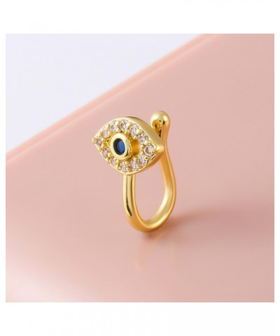 Evil Eye Fake Nose Ring Gold CZ Diamond Septum Nose Ring Cute Faux Nose Cuff Hypoallergenic Surgical Steel Nose Ring Stud Dev...