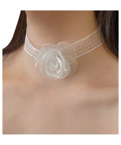 White Lace Flower Ribbon Streamer for Hair, Bracelet, or Choker $8.00 Necklaces