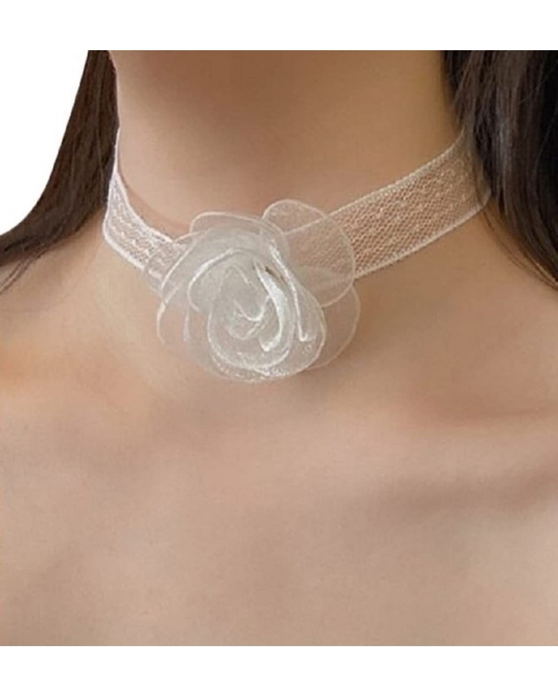 White Lace Flower Ribbon Streamer for Hair, Bracelet, or Choker $8.00 Necklaces