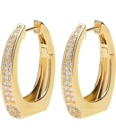 18K Gold Plated Hoop Earrings Lightweight 925 Sterling Silver Post Chunky Gold Earrings for Women Gilrs Gold U Shape $10.43 E...