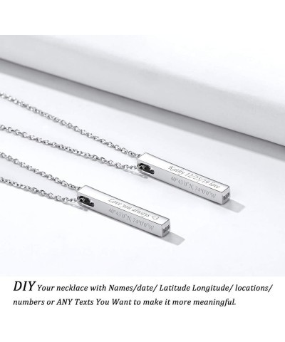 Customizable Vertical Bar Pendant Necklace 925 Sterling Silver Y Necklace Simple Fashion Jewelry Gifts for Women(with Gift Bo...