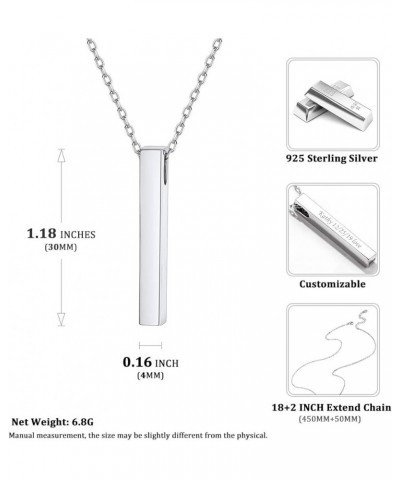 Customizable Vertical Bar Pendant Necklace 925 Sterling Silver Y Necklace Simple Fashion Jewelry Gifts for Women(with Gift Bo...