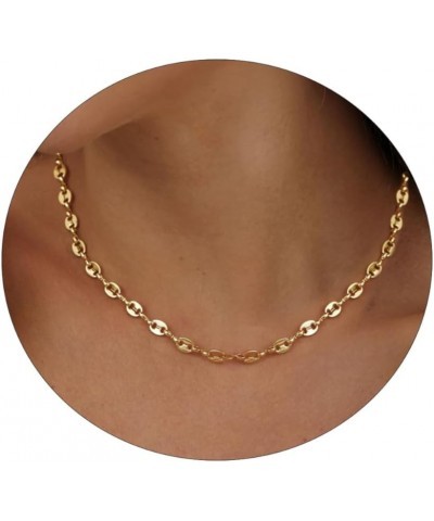 14K Gold Plated Choker Necklace for Women Dainty Coin Chain Chokers Simple Lighting Bolt Fishbone Necklaces Everyday Jewelry ...